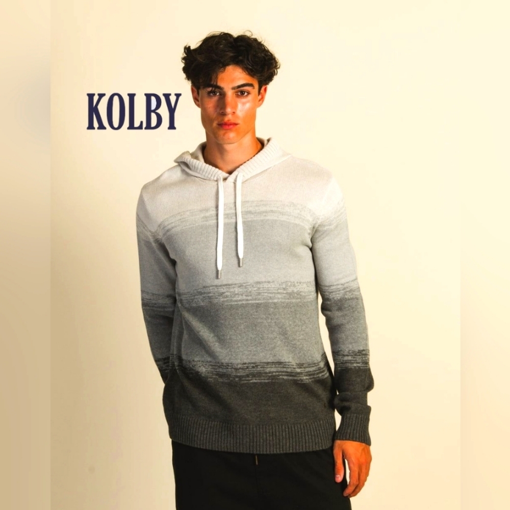 KOLBY Gray Gradient Hooded Sweater - Large